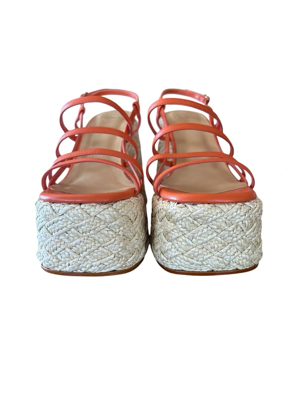 Castaner Orange Strappy Espadrille Wedge Sandals